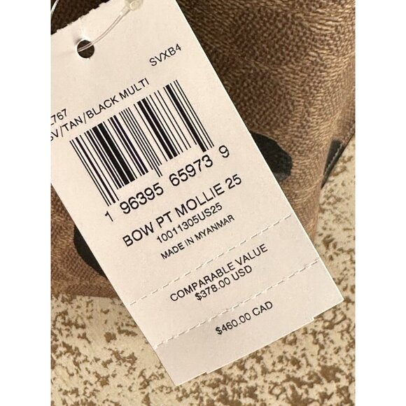 NWT Coach Mollie Tote Bag 25 In Signature Canvas With Bow Print CZ767 - Picture 10 of 14